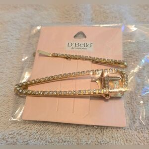 Gold Rhinestone Hair Clip Set